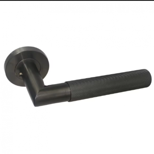 Black Solid Brass Knurled Lever Door Lever Handles For Internal Doors